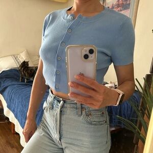 Sunday best Light Blue Cropped Cardigan